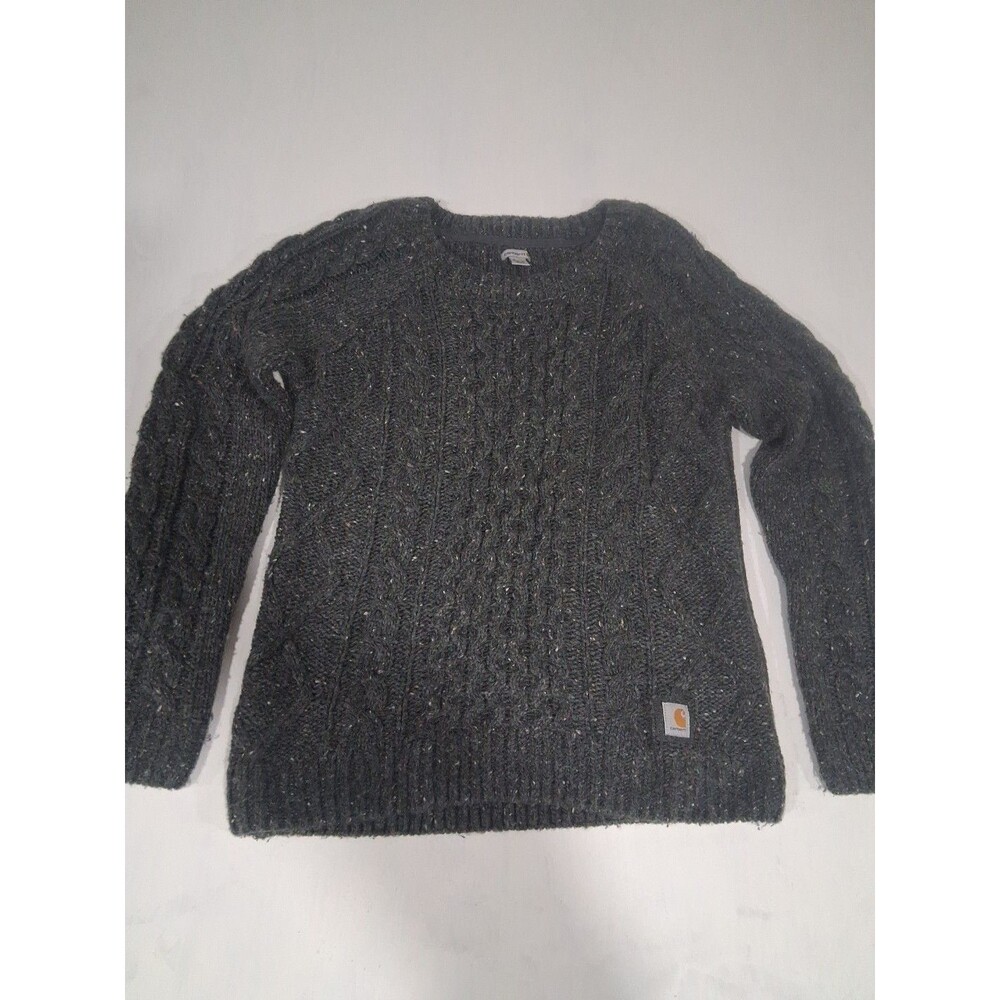 Carhartt Women's Dark Gray Cable Knit Crewneck Sweater
